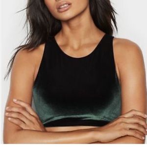 Victoria's Secret Sport High-Neck Bra Top , velvet dark green ! NWOT